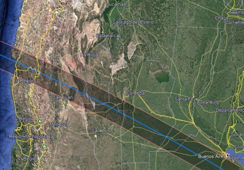 El recorrido del eclipse de Sol en Argentina