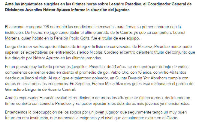 https://cahuracan.com/2019/06/08/comunicado-sobre-leandro-paradiso/ huracan-paradiso-comunicado