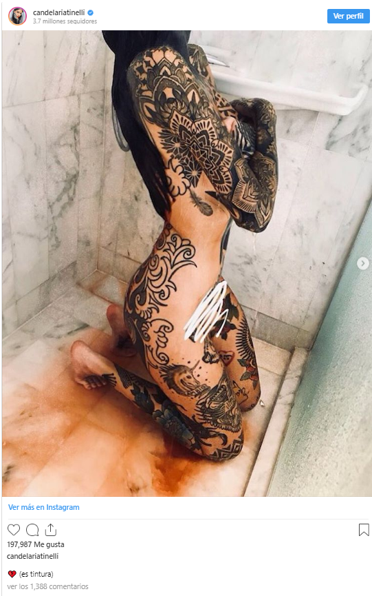 Candelaria Tinelli se mostró desnuda y calentó las redes