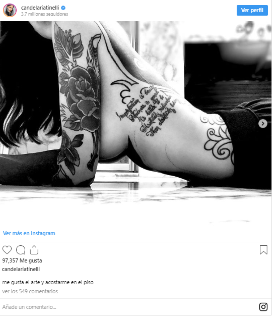 Candelaria Tinelli se mostró desnuda y calentó las redes