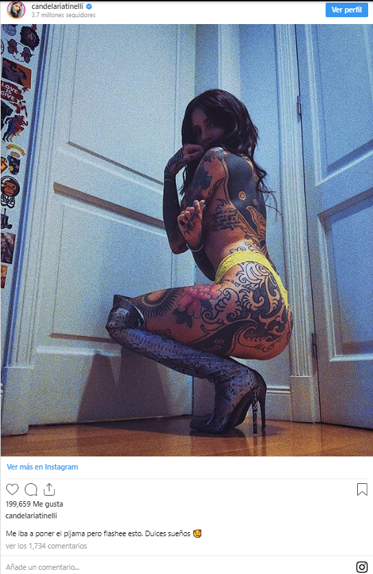 Candelaria Tinelli se mostró desnuda y calentó las redes
