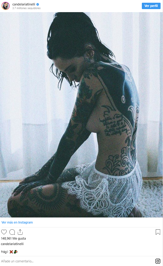 Candelaria Tinelli se mostró desnuda y calentó las redes