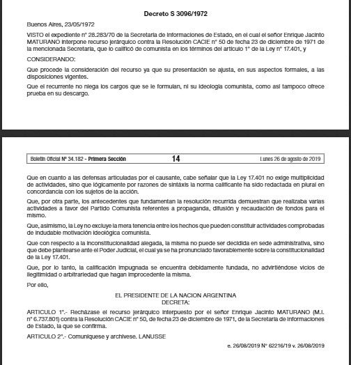 Fueron publicados 25 decretos de las dictaduras de Onganía y Lanusse en el Boletín Oficial este lunes