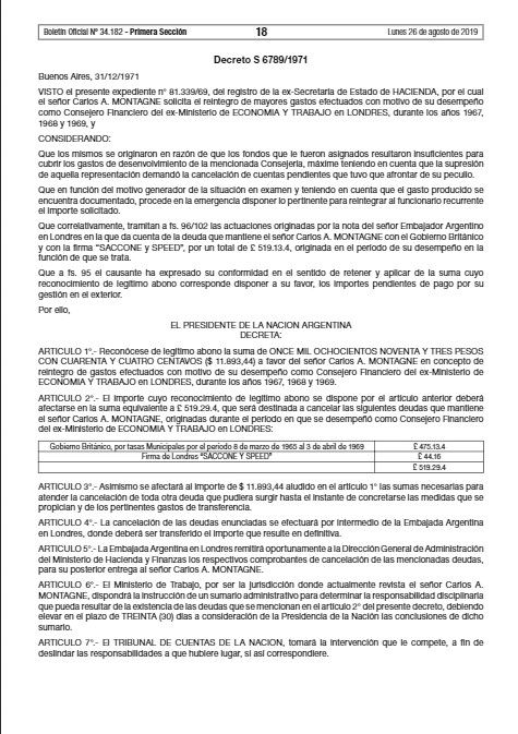Fueron publicados 25 decretos de las dictaduras de Onganía y Lanusse en el Boletín Oficial este lunes