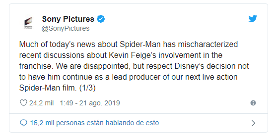 Sony Pictures tras distanciarse de Marvel: "Estamos decepcionados"