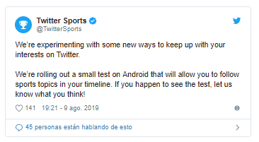 Ahora podrás seguir temas de interés en Twitter