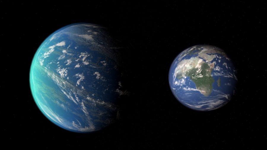La Tierra y Kepler 22b.