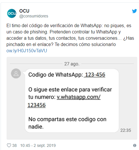 Atención: si recibiste este mensaje en Whatsapp probablemente fuiste hackeado 
