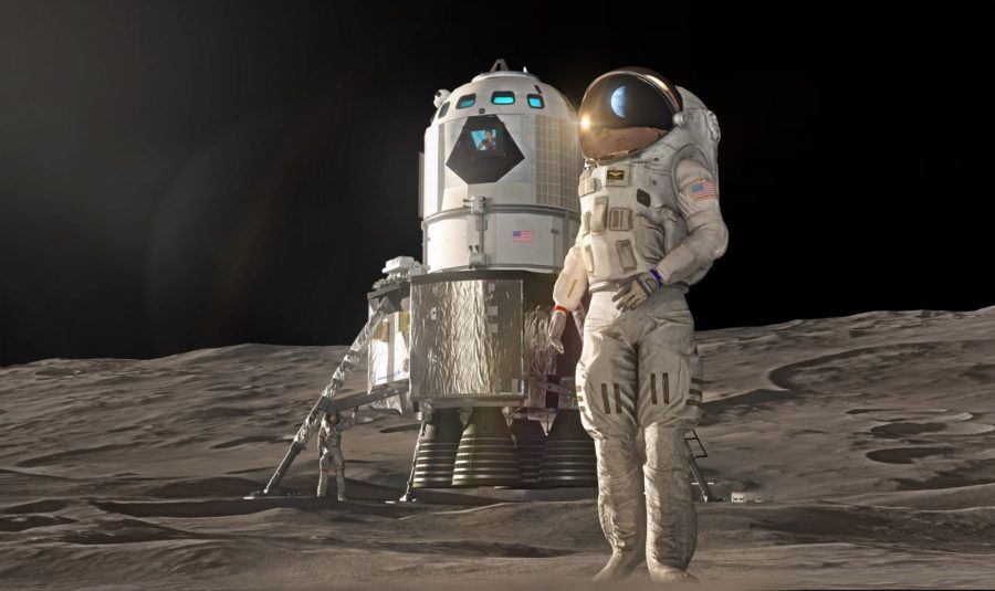 Dos astronautas de la NASA pisan el polo lunar en 2024 usando la nueva propuesta de módulo lunar de Lockheed Martin (Lockheed Martin).