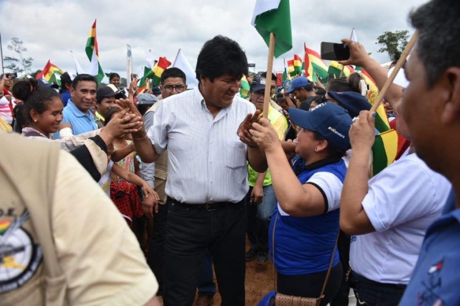 Morales en la inauguración del Puente Madre de Dios en Pando, el 5 de octubre. Twitter.