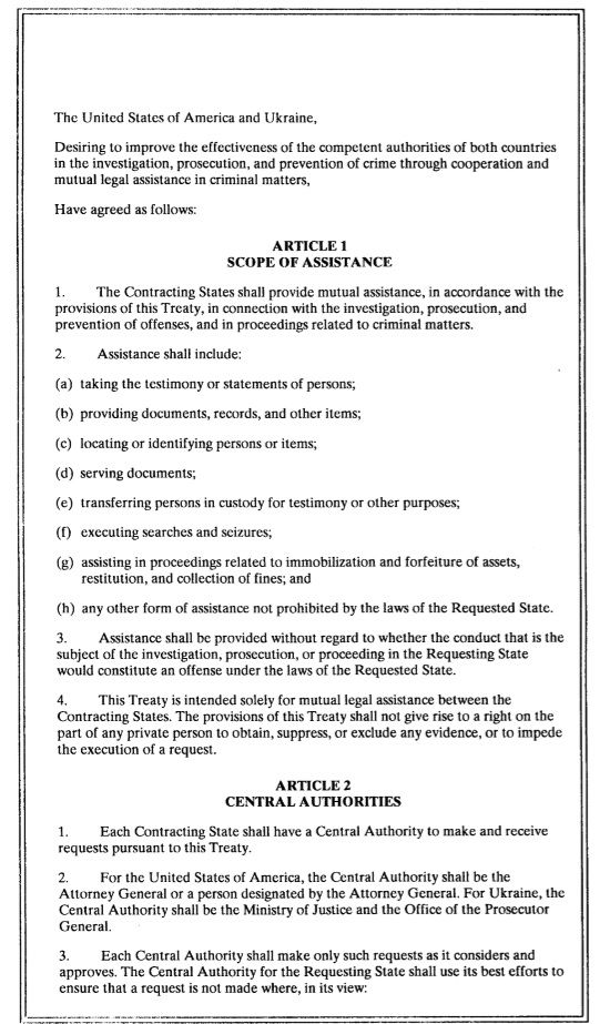 Sexta hoja del acuerdo entre Estados Unidos y Ucrania firmado en 1998.