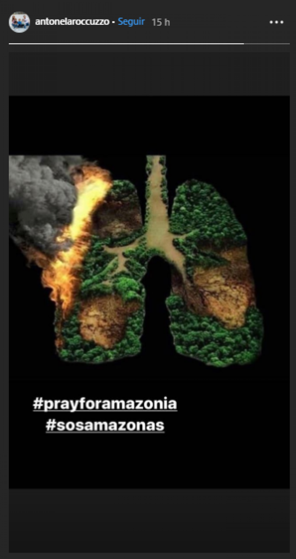 La fuerte imagen que publicó Anto Roccuzzo por el incendio en el Amazonas