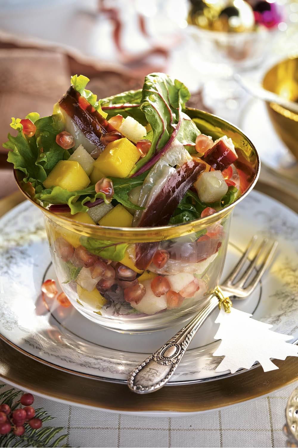 ensalada jamon frutas. Ensalada de jamón y frutas