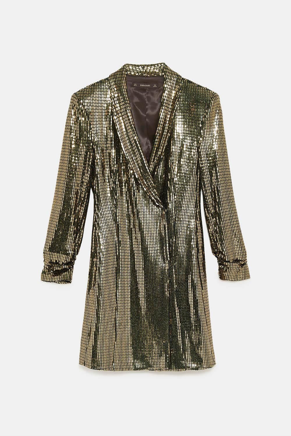 vestido nochevieja zara 59,99euros. Dorado