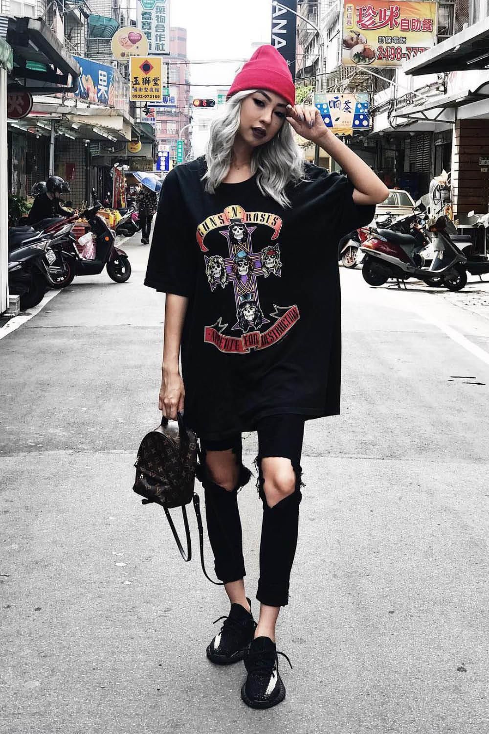 estilo hipster lisa lee. Camisetas de grupos de rock