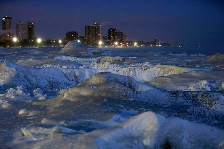Hielo en el lago MichiganÂ  (AP Photo/Kiichiro Sato)