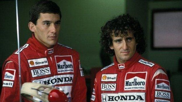 Ayrton Senna junto al francés Alain Prost.