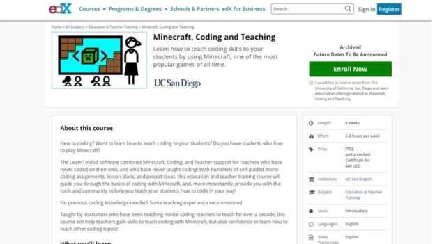 Página web del curso en edX