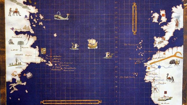 Mapa de Colón después de su segundo viaje a las 