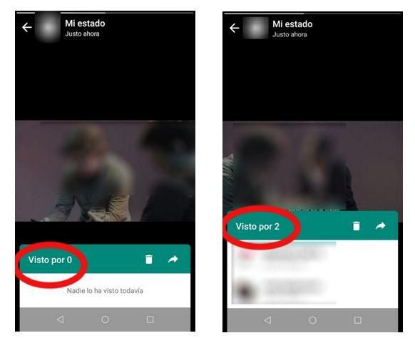 Asà lo ve nuestro contacto: a la izquierda, espiamos el estado "en oculto"; a la derecha, las notificaciones estaban activadas.