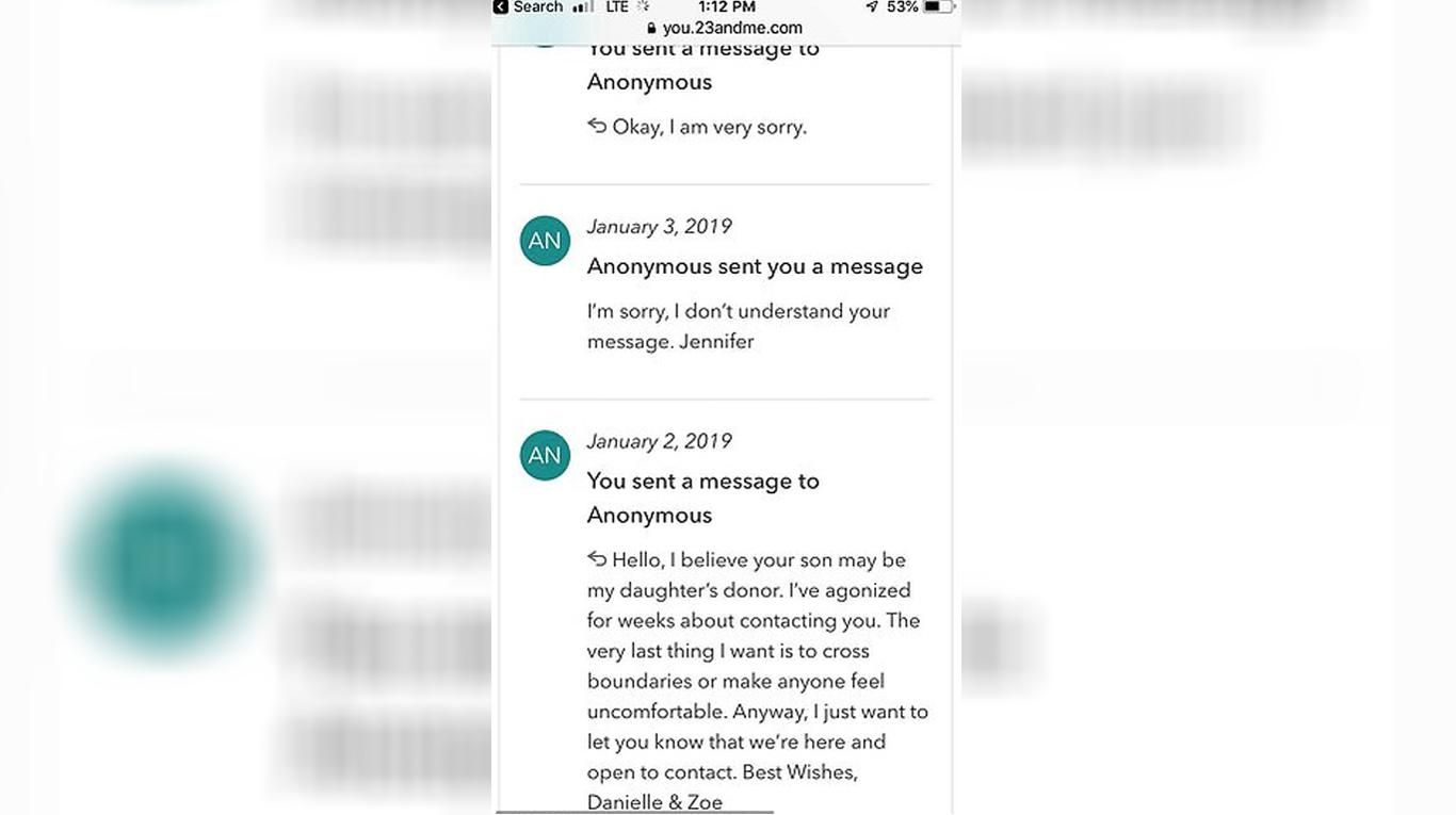 La conversaciÃ³n, en inglÃ©s, entre Danielle y Jennifer, la posible abuela de Zoe.