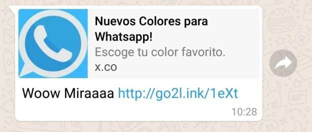 El link que mucha gente recibiÃ³ y reenviÃ³ por WhatsApp (Captura: WhatsApp).