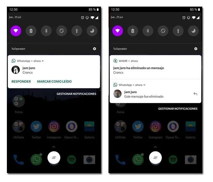 Esta app te permite leer los mensajes eliminados de WhatsApp