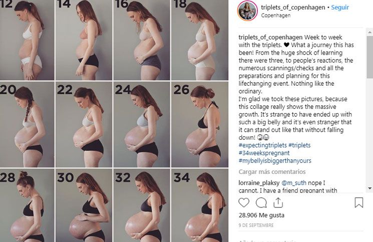 María compartió su embarazo de trillizos a lo largo de nueve meses.