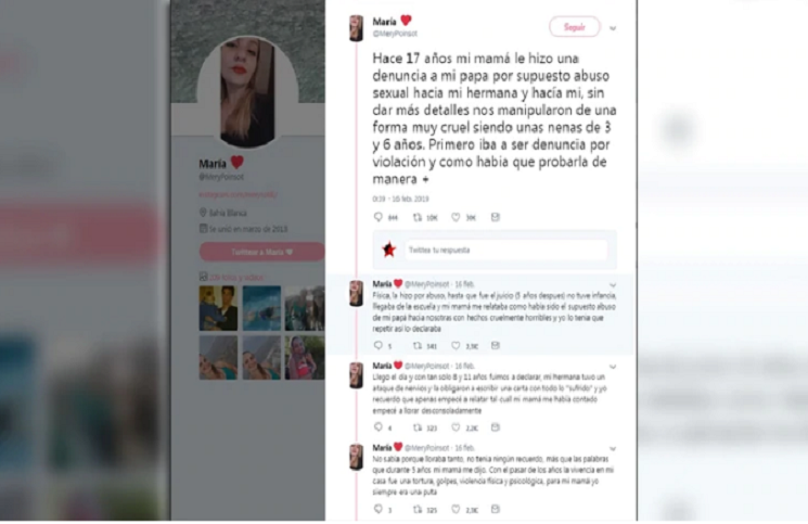 El descargo de MarÃa Paz en Twitter.