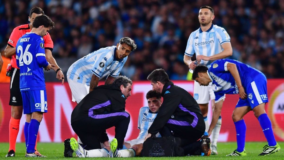 Juan Nardoni sufrió un desgarro en el bíceps femoral derecho en el partido de Racing vs. Vélez. Juan Nardoni sufrió un desgarro en el bíceps femoral derecho en el partido de Racing vs. Vélez.