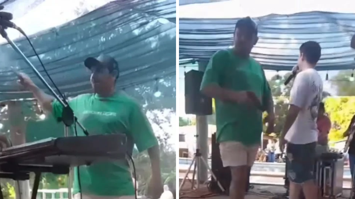 Un cantante de cumbia sacó arma y disparó en pleno show. Un cantante de cumbia sacó arma y disparó en pleno show.