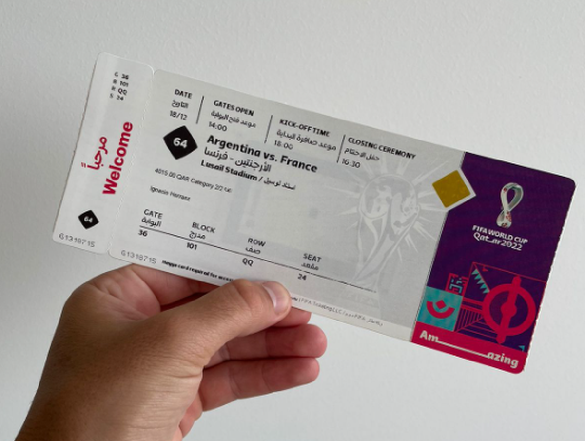 La entrada de la final del Mundial de Qatar 2022: Argentina vs. Francia. La entrada de la final del Mundial de Qatar 2022: Argentina vs. Francia.