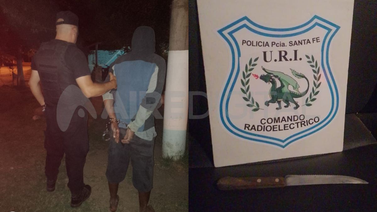 Un hombre de 30 años que andaba por los techos con un tramontina fue detenido por la policía.