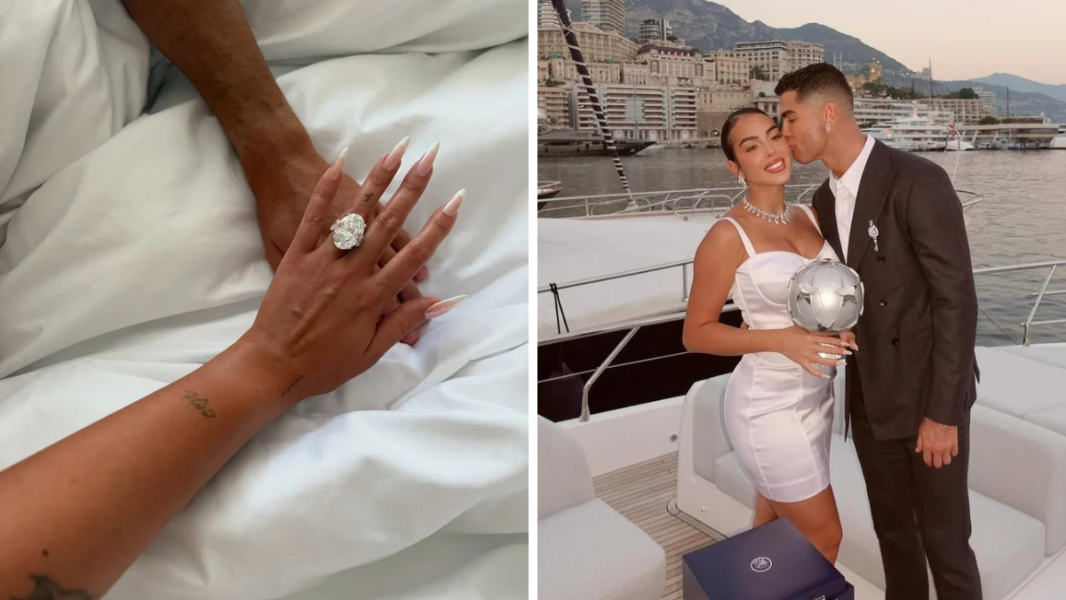 Georgina Rodríguez y Cristiano Ronaldo posan juntos en un yate mientras exhiben detalles de su lujosa vida personal.