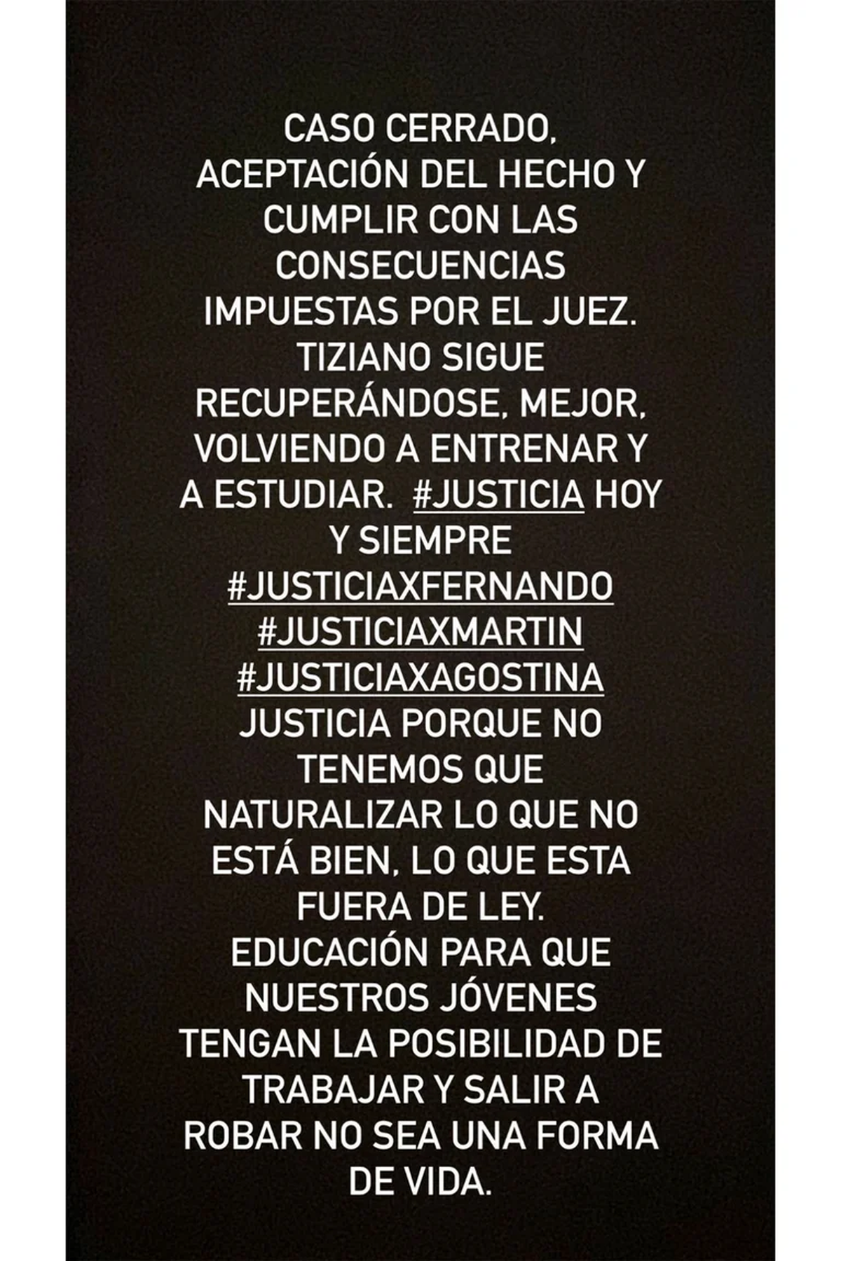 Valeria Mazza compartió un mensaje en sus redes sociales.