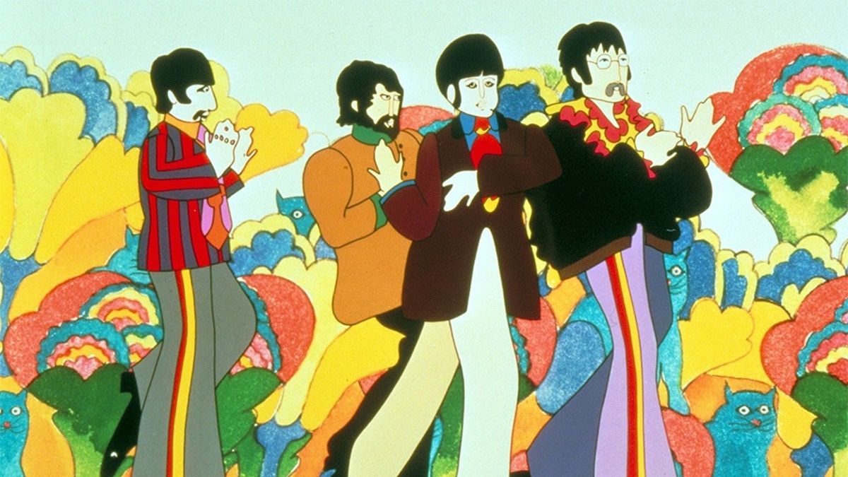 Ringo, George, Paul y John en la versión animada de Yellow Submarine