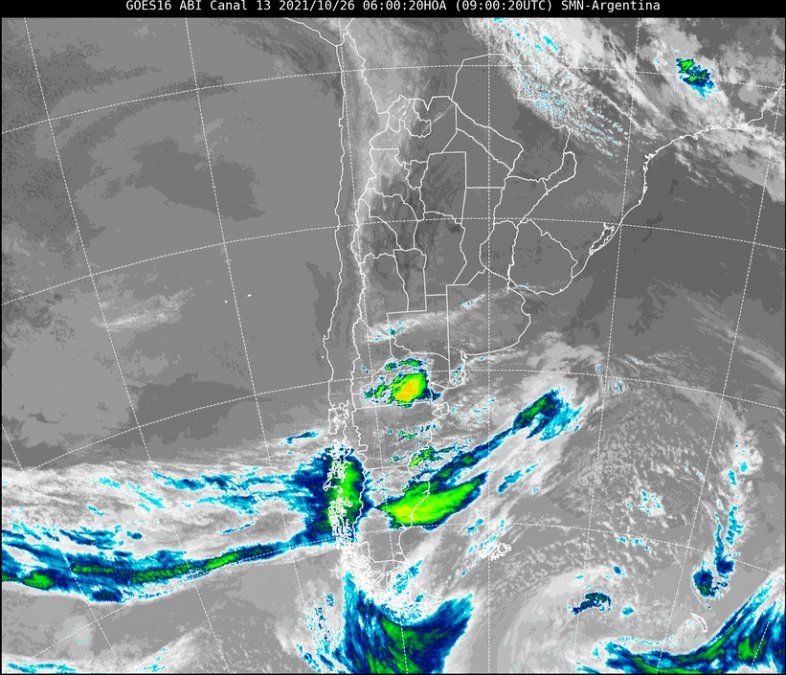 Imagen satelital del tiempo a las 6 de este martes.