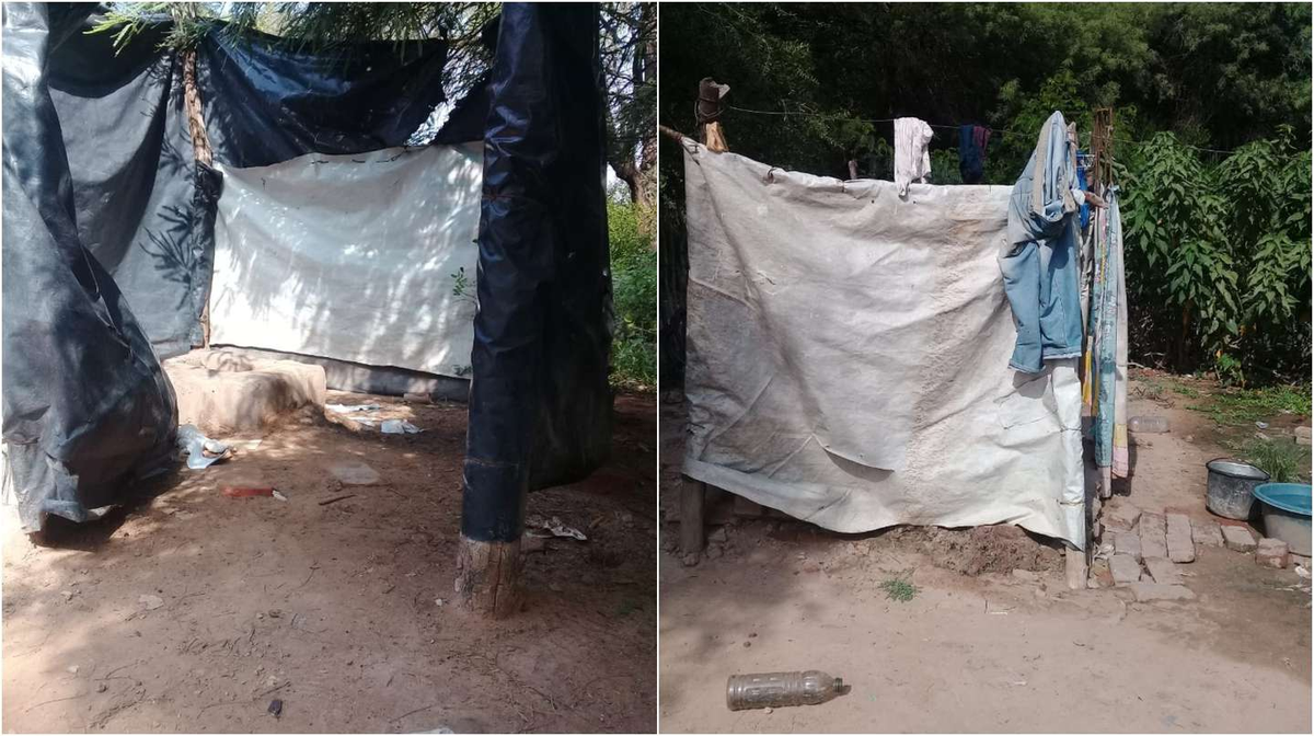Varias casas de la comunidad wich&iacute; La Cortada, en Salta, est&aacute;n armadas con lonas. (Foto: gentileza Reinaldo Ferreira).
