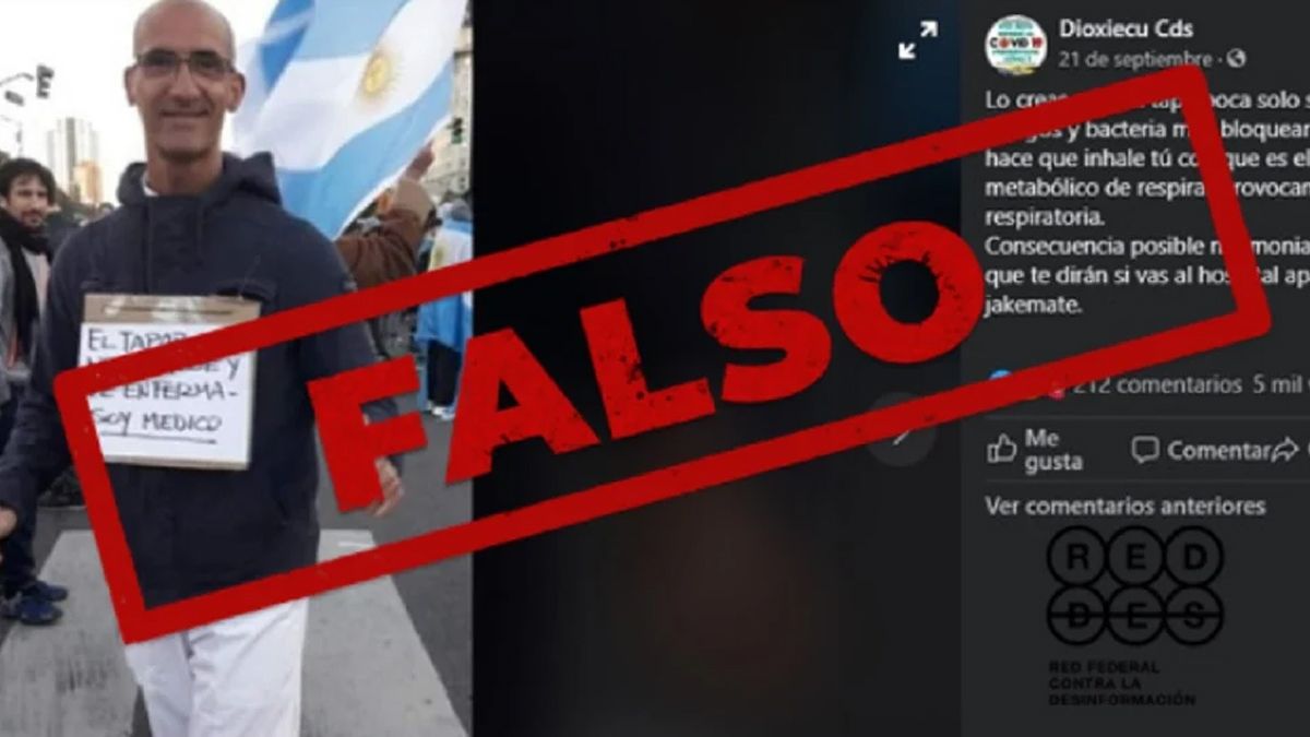 Es falso que el tapabocas cultive hongos y bacterias que bloquean el oxígeno y provocan neumonía