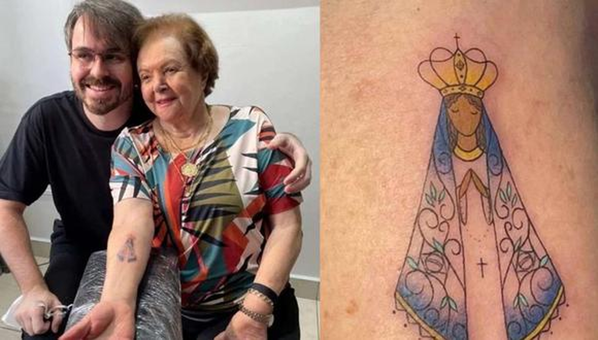 La abuela de 91 años y su nieto. 