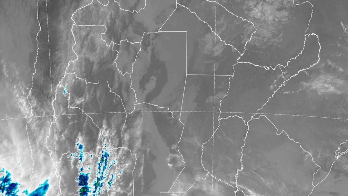 La imagen satelital muestra nubosidad dispersa sobre la región y el avance de un sistema nuboso desde el oeste. La imagen satelital muestra nubosidad dispersa sobre la región y el avance de un sistema nuboso desde el oeste.