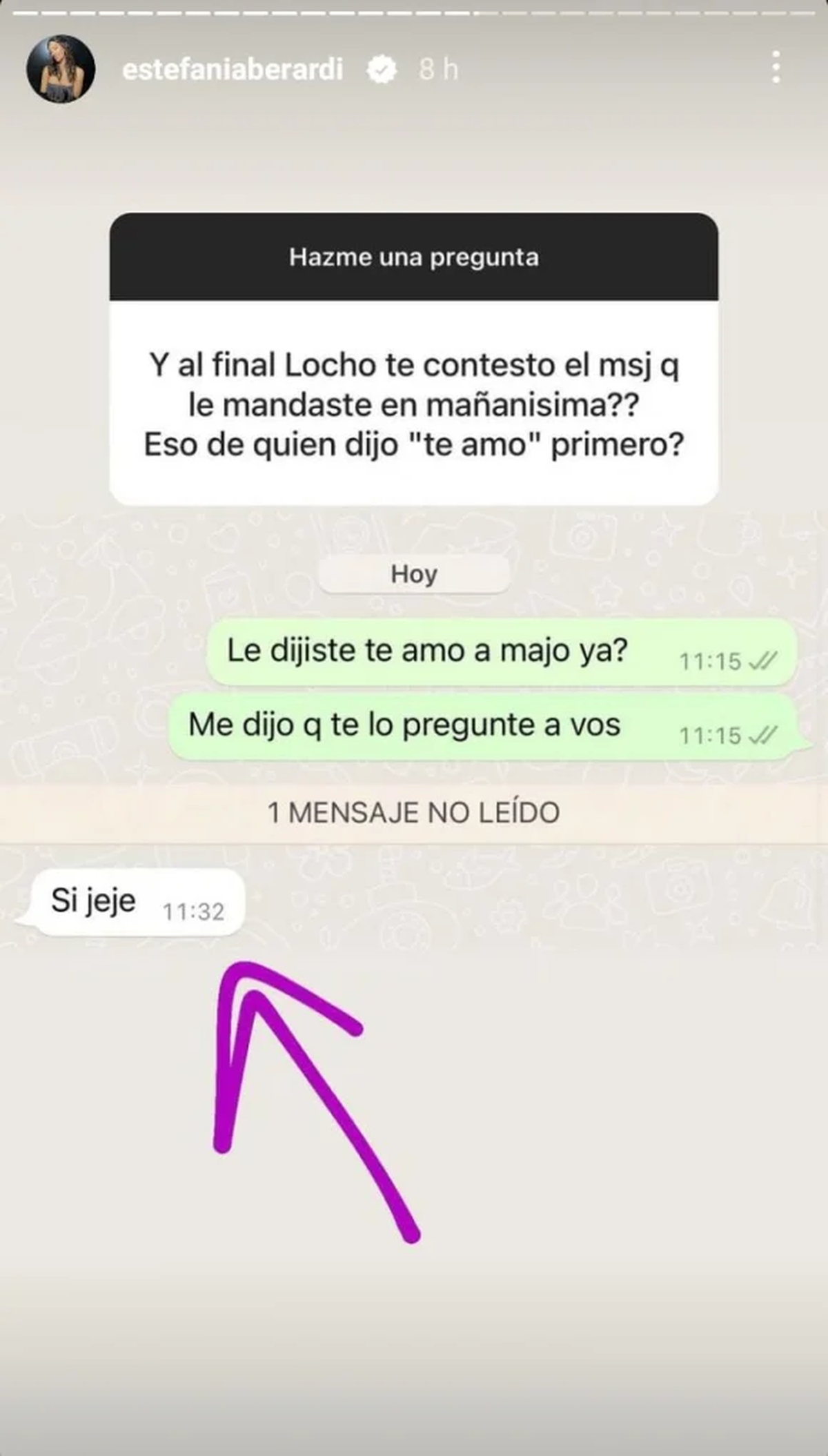 El chat ente Estefi y Locho pobre el primer