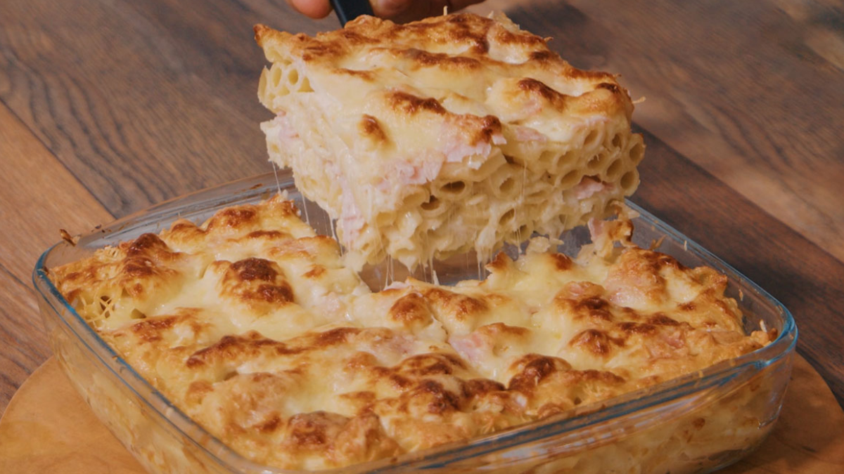 Receta de pastel de fideos.
