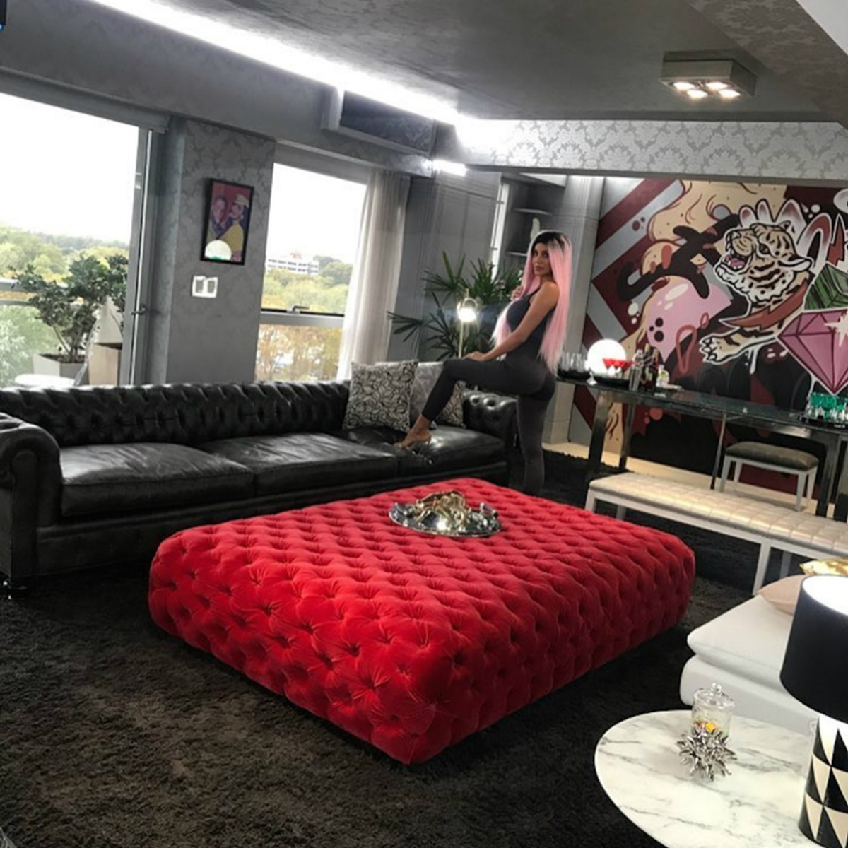 El living del departamento de Charlotte Caniggia.