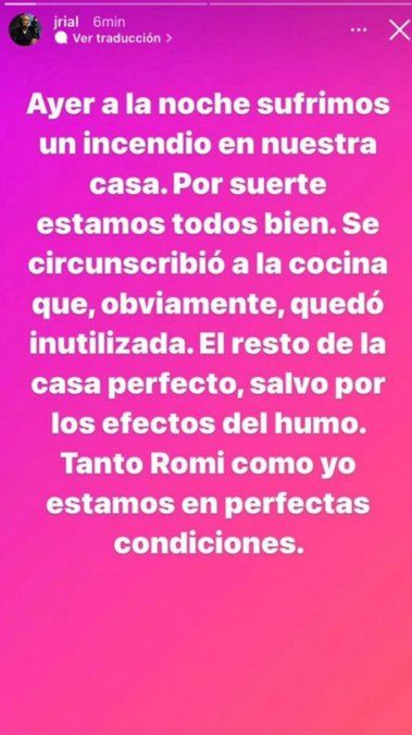 Jorge Rial contó que ni él ni su mujer sufrieron lesiones.