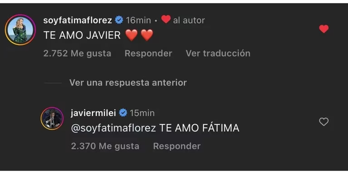 La confesión de amor de Javier Milei a Fátima Florez.