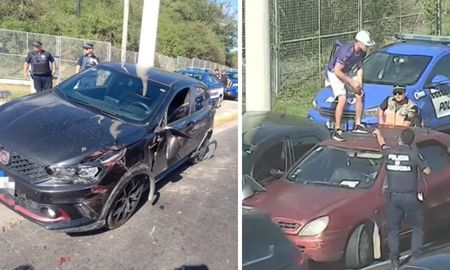 Una persecución policial terminó en un choque y con un ladrón escapando por los techos de un auto. Una persecución policial terminó en un choque y con un ladrón escapando por los techos de un auto.