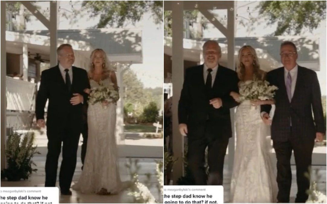 Video: un padre invitó al padrastro de su hija a que los acompañe hasta el altar