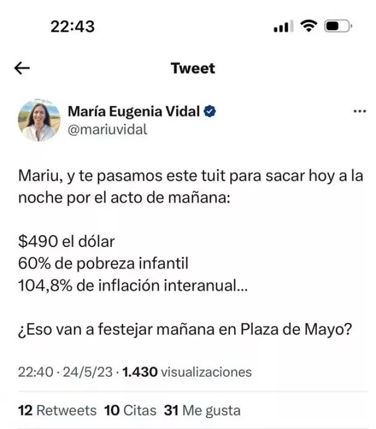 María Eugenia Vidal fue blanco de burlas tras un nuevo papelón.
