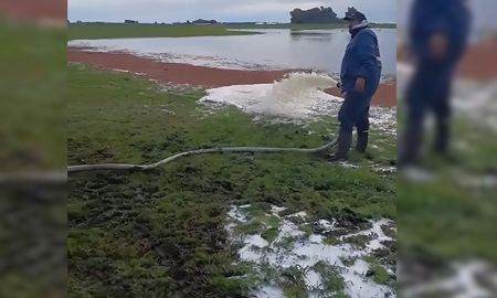 el camion quedo empantanado y debieron tirar miles de litros de leche en bolivar el camion quedo empantanado y debieron tirar miles de litros de leche en bolivar